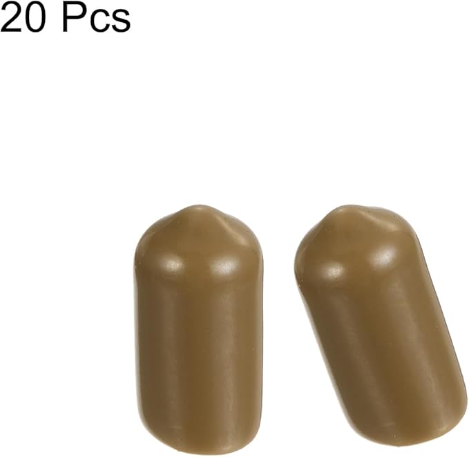 uxcell 20pcs Rubber End Caps 8mm(5/16") ID Vinyl PVC Round Tube Bolt Cap Cover Screw Thread Protectors Light Brown - Image 2