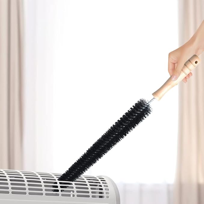 2 Pack Radiator Brush, Dryer Cleaner Vent Brush, 40 cm Long Flexible Pipe Refrigerator Coil Brush, Vent Cleaner Brushes with Wooden Handle for Refrigerators, Baseboards(Black) - Image 4