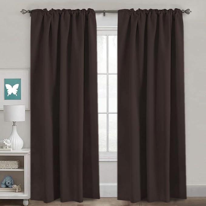 H.VERSAILTEX Blackout Curtains Thermal Insulated Window Treatment Panels Room Darkening Blackout Drapes for Living Room Back Tab/Rod Pocket Bedroom Draperies, 52 x 96 Inch, Chocolate Brown, 2 Panels - Image 2