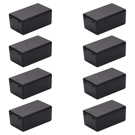 Fielect 8Pcs Dustproof Electronic Junction Box Plastic Enclosure Project Box for Electronic Projects ABS Black 2.36 x 1.42 x 0.98 inch by Fielect