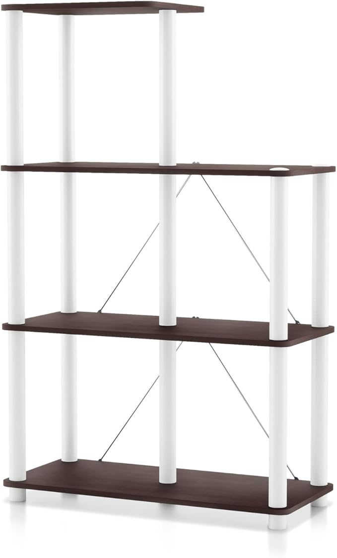 Homes: Inside + Out Apexa Modern 5-Cube Ladder Shelving Units, Collectibles Display Shelves, Easy Assembly Standing Shelf, Home Storage Organizer for Living Room, Bedroom, Office, Espresso by HOMESInsideOut