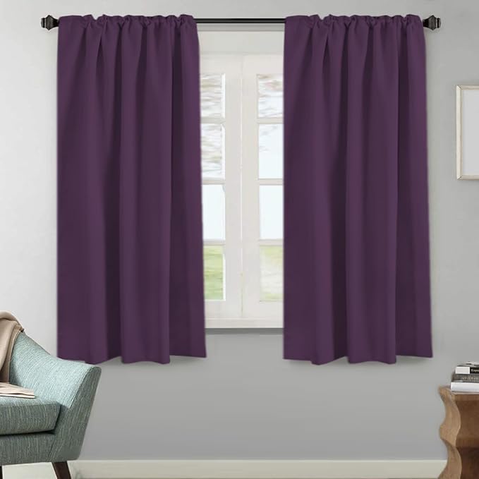H.VERSAILTEX Blackout Curtains Thermal Insulated Window Treatment Panels Room Darkening Blackout Drapes for Living Room Back Tab/Rod Pocket Bedroom Draperies, 52 x 63 Inch, Plum Purple, 2 Panels - Image 2