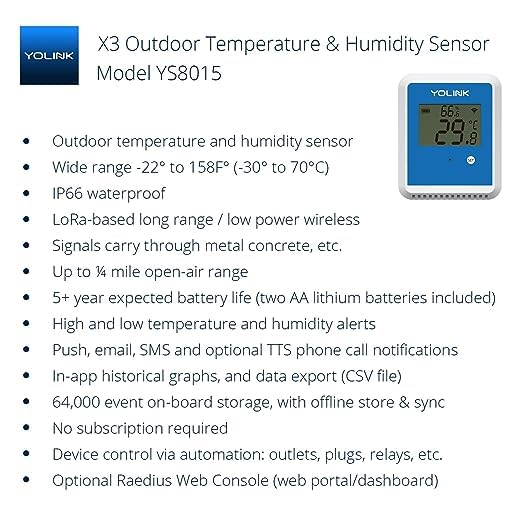 YoLink X3 vesion Outdoor Temperature & Humidity Data Logger, Hygrometer, Thermometer, 1/4 Mile Range, 5+ Years Battery Life, Emails/Text/App Alerts, Alexa. Pet Cage, Freezer, Greenhouse. Hub Included - Image 2
