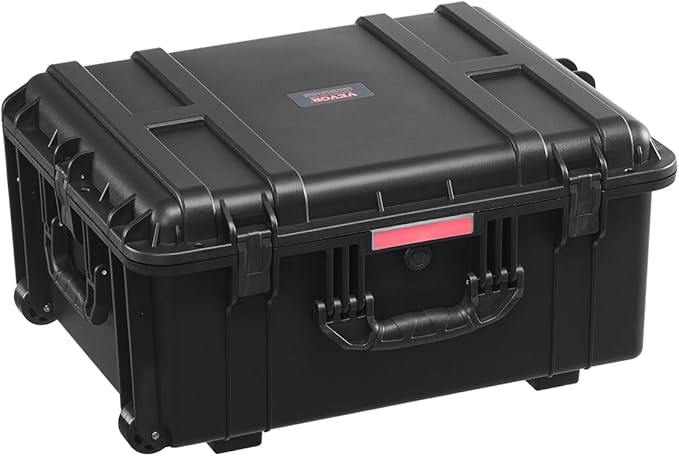 VEVOR Weatherproof Hard Case, Heavy Duty Protective Dry Box Case with Pre-Cut Foam, Wheel Retractable Pull Handles for Travel, Hunt, Military, Tactical, IP67 Waterproof Case for Camera(24.8*19.7*12.5) by VEVOR