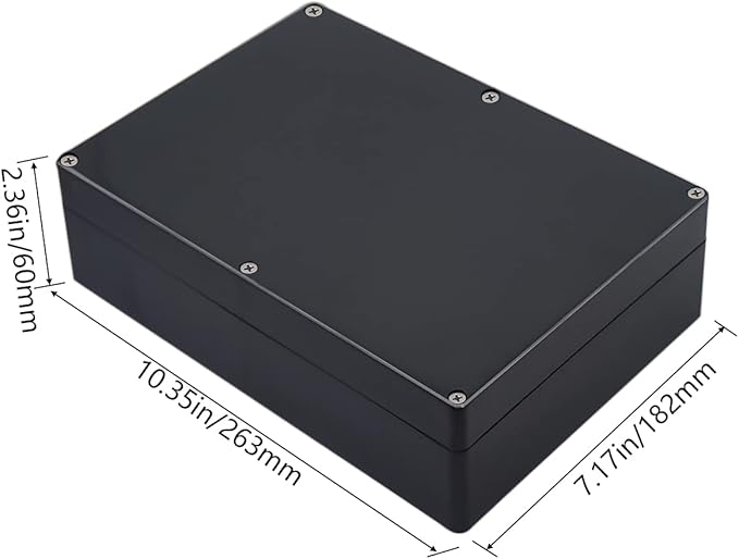 Project Box IP65 Waterproof Junction Box ABS Plastic Black Electrical Boxes DIY Electronic Project Case Power Enclosure 10.35x7.17x2.36 inch (263x182x60 mm) - Image 2