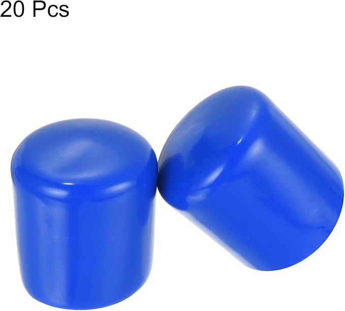 uxcell 20pcs Rubber End Caps 24mm ID Vinyl Round Tube Bolt Cap Cover Screw Thread Protectors Blue - Image 2