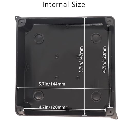 Junction Box, 2Pcs Reserved Holes Electrical Boxes Waterproof IP65 ABS Plastic Electrical Power Cord Enclosure Project Box Black 5.9 x 5.9 x 2.8 inch(150x150x70mm) - Image 5