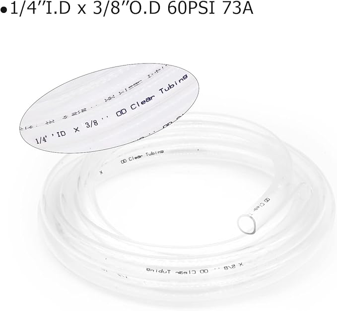 1/4’’ ID × 3/8’’ OD - 50 ft Clear Plastic Vinyl Tubing, Flexible PVC Hose Lightweight Non-Toxic vinyl Tube for Transfer Water Air Oil - Image 5