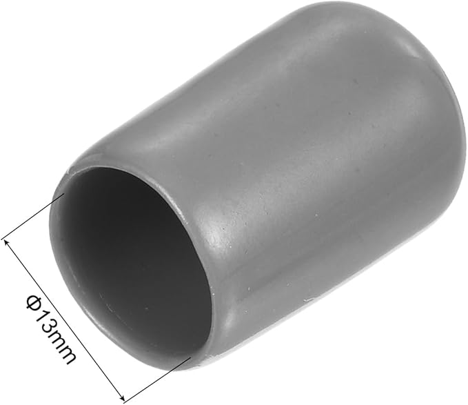 uxcell 20pcs Rubber End Caps Protective Caps 13mm ID Vinyl PVC Round Tube Bolt Cap Cover Screw Thread Protectors, Light Grey - Image 3