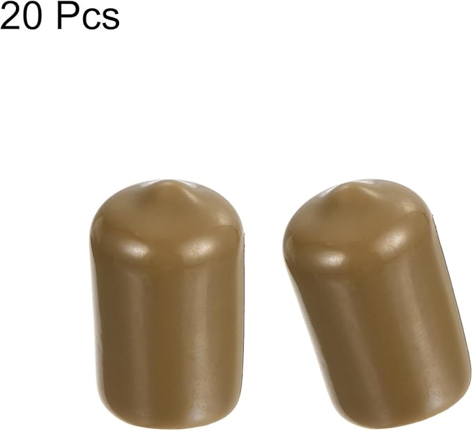uxcell 20pcs Rubber End Caps 12.5mm(1/2") ID Vinyl PVC Round Tube Bolt Cap Cover Screw Thread Protectors Light Brown - Image 2