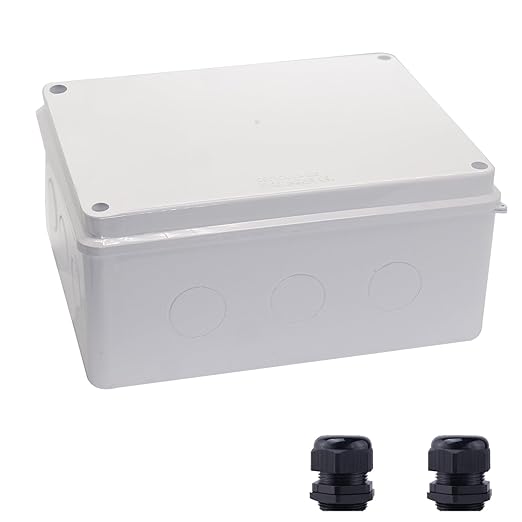 Junction Box, Reserved Holes Electrical Boxes Waterproof IP65 ABS Plastic Electrical Power Cord Enclosure Project Box White 10 x 7.9 x 4.7 inch(255x200x120mm) by LuSumtly