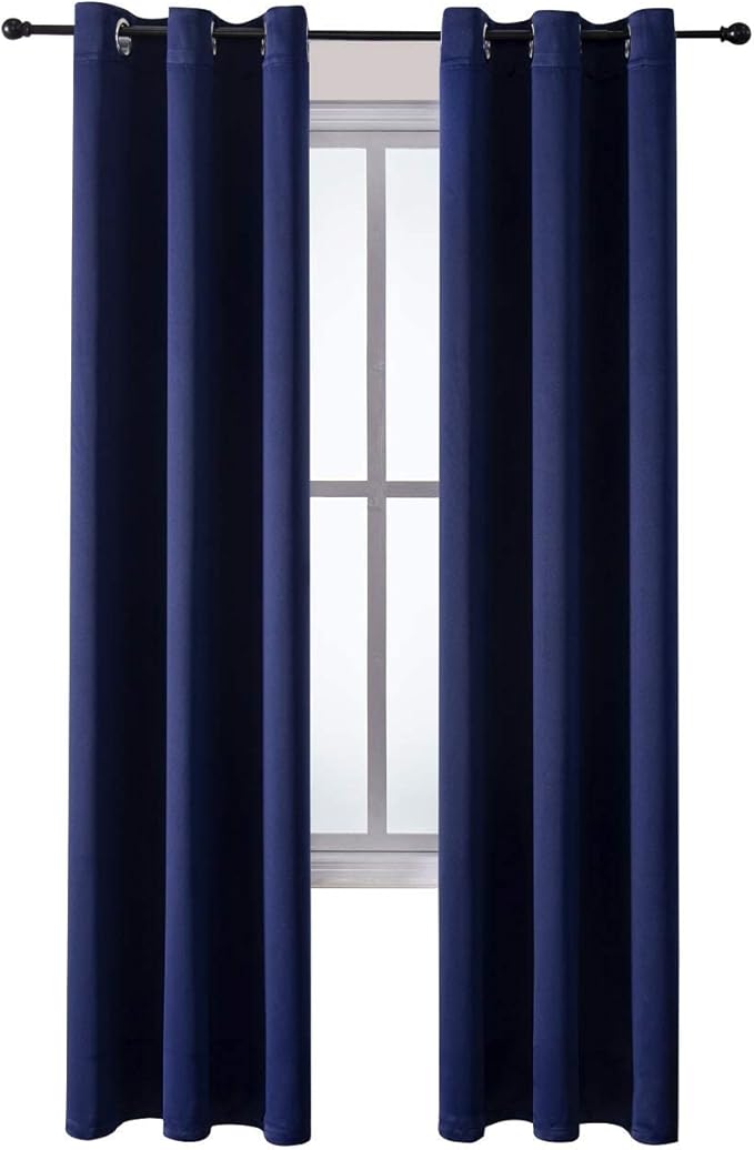 ChrisDowa Grommet Blackout Curtains for Bedroom and Living Room - 2 Panels Set Thermal Insulated Room Darkening Curtains (Navy Blue, 42W x 84L) - Image 7