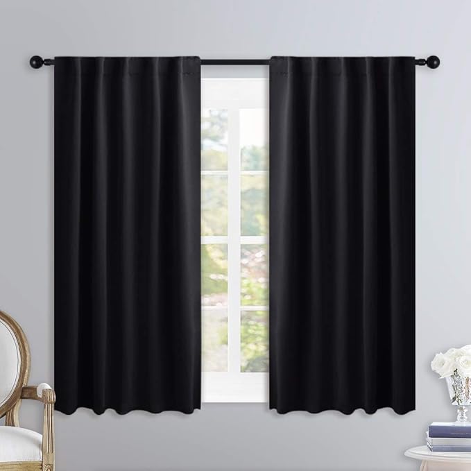NICETOWN Blackout Curtain Blinds Window Panels - (Black Color) W42 x L30, Double Panels, Thermal Insulated Blackout Draperies for Living Room by NICETOWN