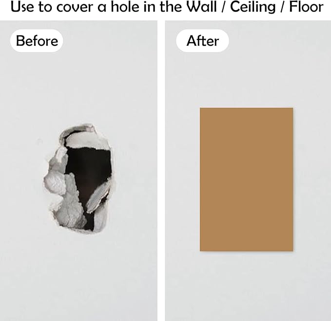 Rubber Bond Self-Adhesive Rubber Wall Outlet Cover Plate 5 Pack - Easy to Apply Peel & Stick Drywall Hole Patch - 5x3 Inch Screwless Blank Wall Plate Cover - Premium Rubber Wall Hole Cover (Brown) - Image 3