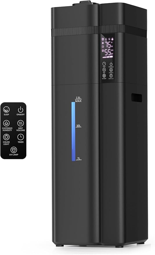 13L/3.43Gal Humidifier Large Room, 800ft² Coverage, 100H Runtime, Auto Humidity Control, Top Fill, Humidifiers for Bedroom, 35dB Quiet, Sleep Mode, Aroma Diffuser, 24H Timer, Auto Shut-off Protection by NexvaDirect