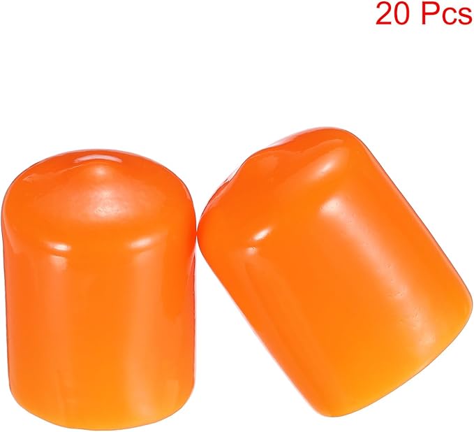 uxcell 20pcs Rubber End Caps 16mm(5/8") ID Vinyl PVC Round Tube Bolt Cap Cover Screw Thread Protectors,Orange - Image 2