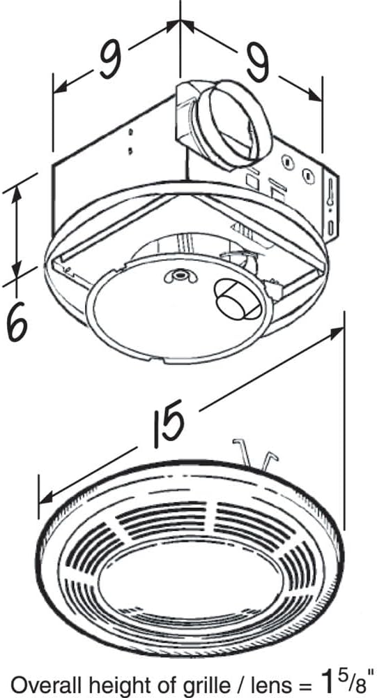Broan-NuTone 750 Round Fan and Light Combo for Bathroom and Home, White Grille with Glass Lens, 100-Watts, 3.5 Sones, 100 CFM - Image 2