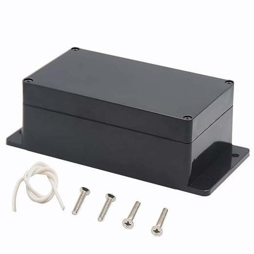 Zulkit Junction Box ABS Plastic Dustproof Waterproof IP65 Universal Electrical Boxes Project Enclosure with Fixed Ear Black 6.22 x 3.54 x 2.36 Inch (158 x 90 x 60mm) (Pack of 1) by Zulkit