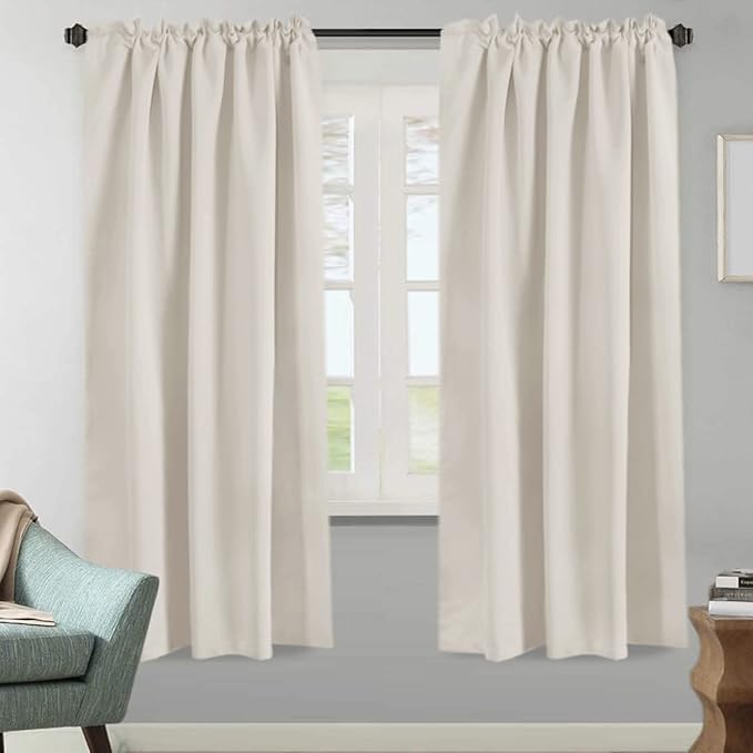 H.VERSAILTEX Light Reducing Curtains Thermal Insulated Window Treatment Panels Room Darkening Privacy Assured Drapes for Living Room Back Tab/Rod Pocket Bedroom Drapes 2 Panels, Ivory - 52 x 72 Inch - Image 2