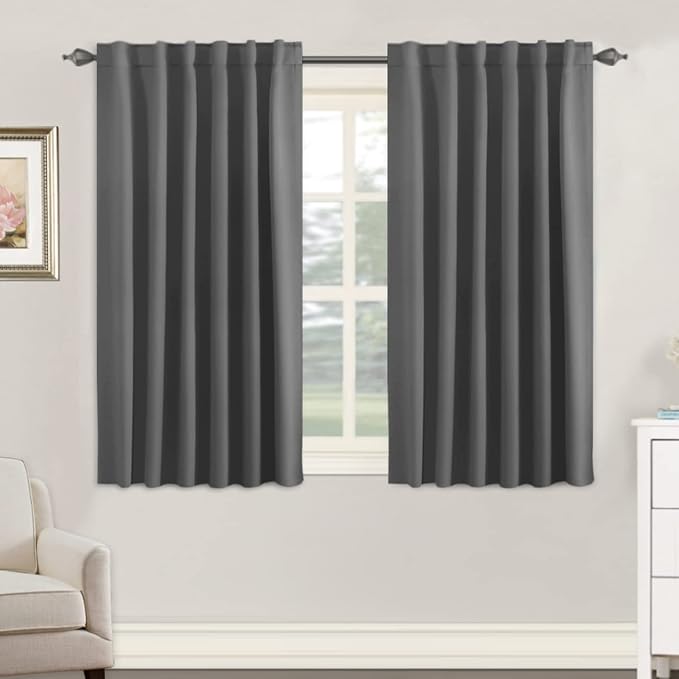 H.VERSAILTEX Blackout Curtains Thermal Insulated Window Treatment Panels Room Darkening Blackout Drapes for Living Room Back Tab/Rod Pocket Bedroom Draperies, 52 x 45 Inch, Bluish Gray, 2 Panels by HVERSAILTEX