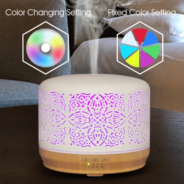 Earnest Living Essential Oil Diffuser White Ceramic Diffuser 500 ml Timers Night Lights and Auto Off Function Home Office Humidifier Aromatherapy Diffusers for Essential Oils - Image 2