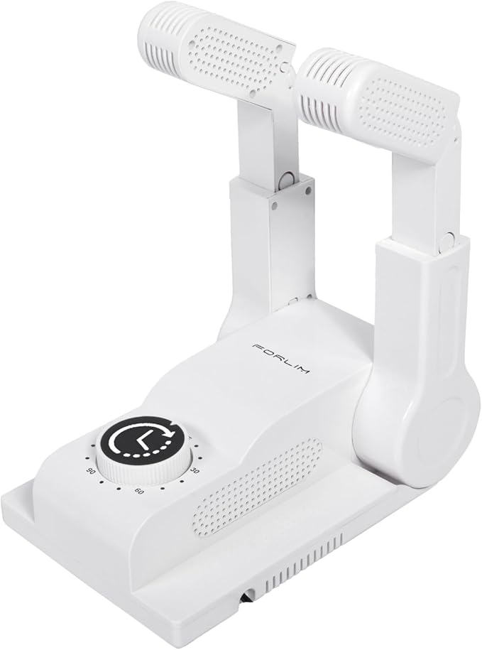 FORLIM Boot Dryer for Work Boots, Shoe Dryer with Heat Blower, Glove Dryer & Boot Warmer - 180° Adjustable Dry Rack - Telescopic Bendable Dry Ports - Intelligent Timer - White by FORLIM
