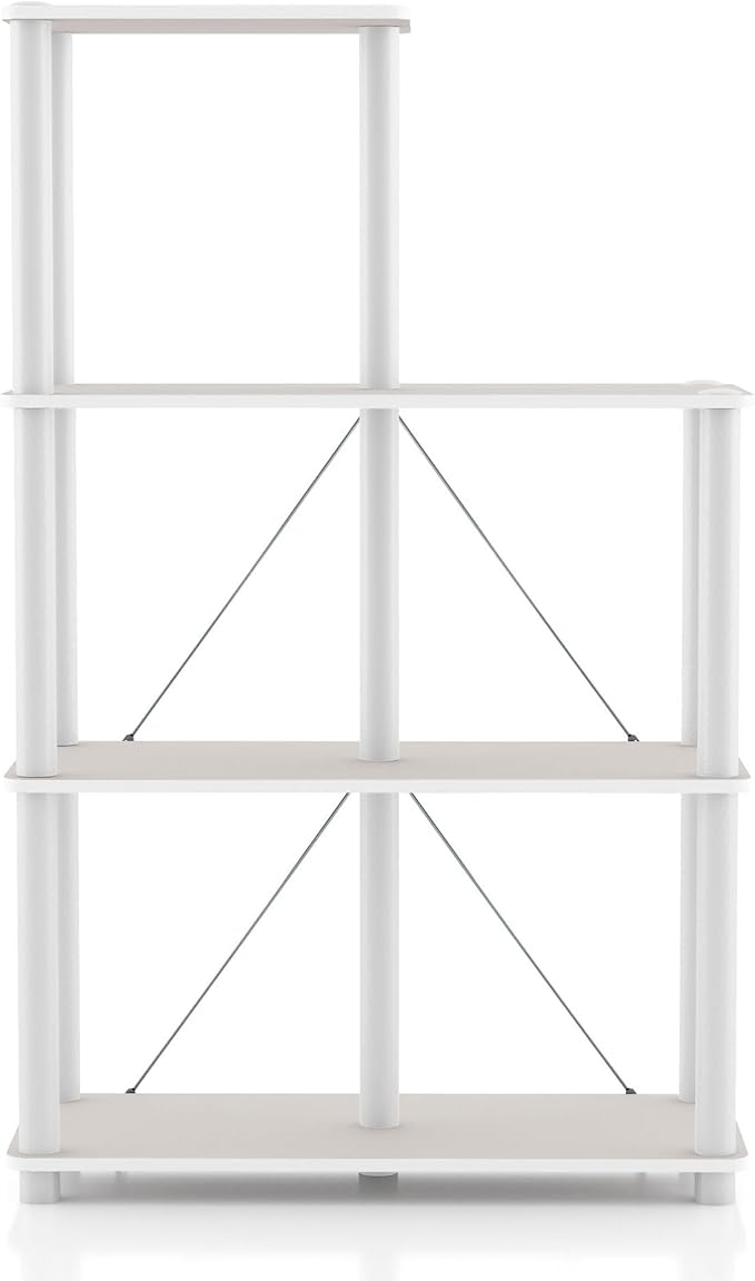 Homes: Inside + Out Apexa Modern 5-Cube Ladder Shelving Units, Collectibles Display Shelves, Easy Assembly Standing Shelf, Home Storage Organizer for Living Room, Bedroom, Office, Taupe Grey - Image 11
