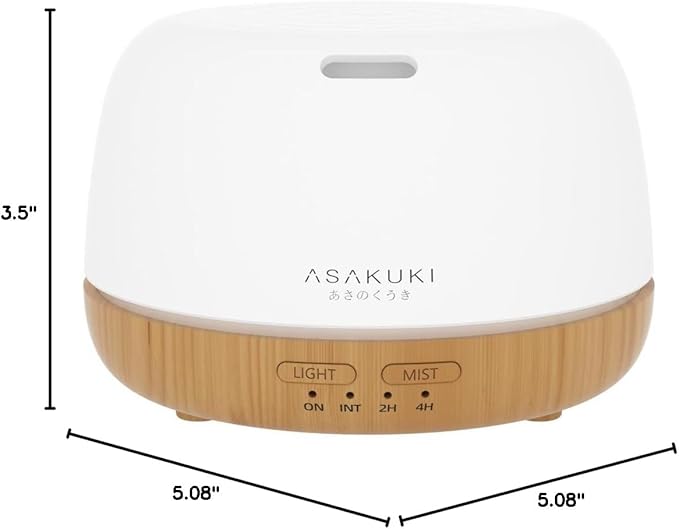 ASAKUKI Essential Oil Diffuser, 300ml Ultrasonic Aromatherapy Oil Humidifier with 7 Colors LED Lights, 2 Mist Mode for Home (Wood Grain) - Image 9