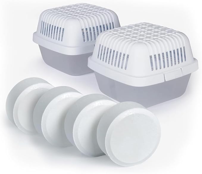 HUMYDRY Moisture Absorber Dehumidifier for Home, Smart Pack of 2 Dehumidifiers of 15.9oz with 4 Refills, No Electricity, Reusable Moisture Absorbers for Bedroom, Kitchen, Safes, RV, Boat, Basements by Humydrymoistureabsorbers