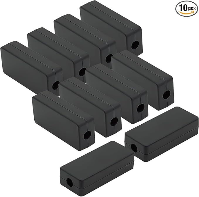 LeMotech Project Box 10 Pieces ABS Plastic Electrical Project Case Small Junction Box for Electronics Black 2.4 x 1.0 x 0.6 inch (60 x 26 x 16 mm) by LeMotech