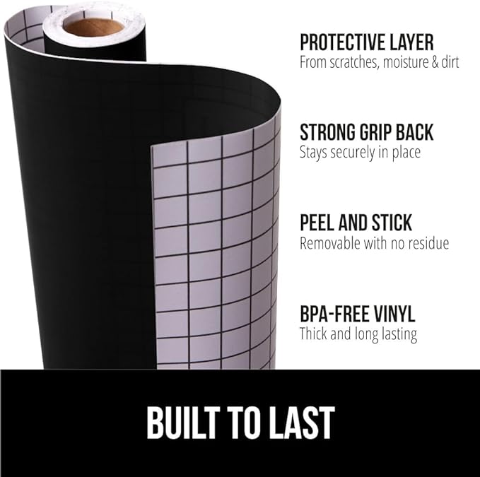 GORILLA GRIP Peel and Stick Paper, Removable Cover for Books, Shelves, Countertops, Drawers, Cabinets and Crafts, Easy Install Kitchen Decor, Shelf, Drawer, Cabinet Liners, 17.5 in x 20 FT Jet Black - Image 2