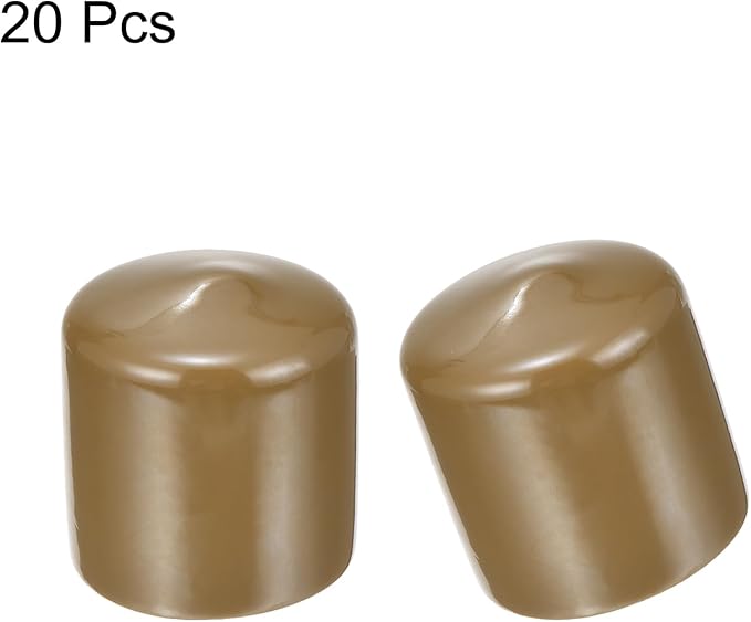 uxcell 20pcs Rubber End Caps 41mm(1 5/8") ID Vinyl PVC Round Tube Bolt Cap Cover Screw Thread Protectors Light Brown - Image 2