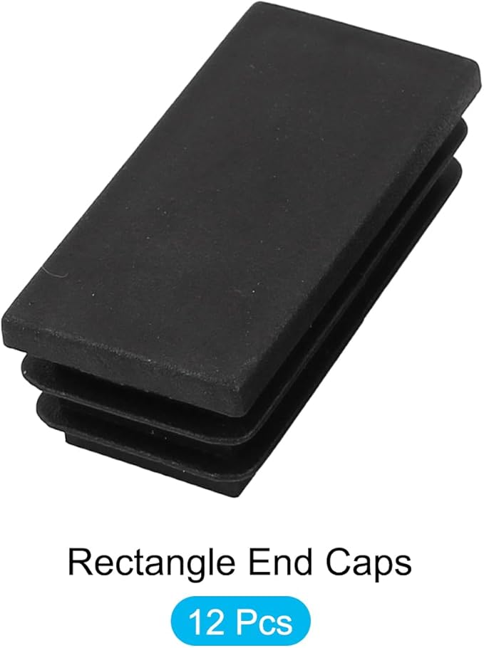 METALLIXITY Rectangle End Caps (50 x 25mm) 12Pcs, Plastic Rectangle Tube Inserts Threaded End Blanking Caps Protector - for Furniture Table Chair Legs, Black - Image 5