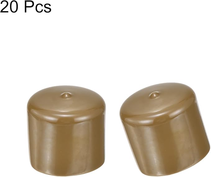 uxcell 20pcs Rubber End Caps 49mm(2") ID Vinyl PVC Round Tube Bolt Cap Cover Screw Thread Protectors Light Brown - Image 2