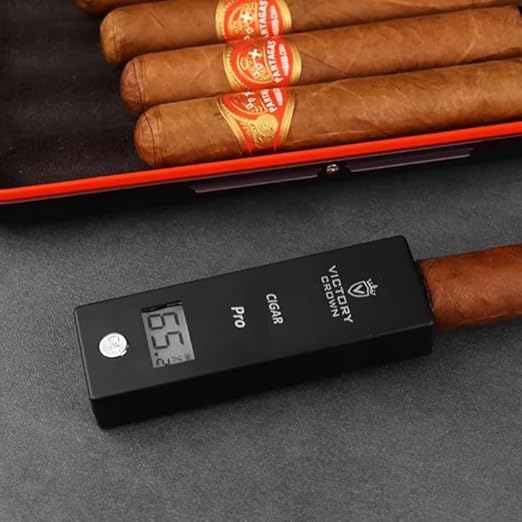 Digital Cigar Humidity Meter Portable Electric Moisture Guage Tester Reader Humidor Hygrometer Needle LCD Display Smoking Tobacco Accessories Gifts (Green) - Image 4