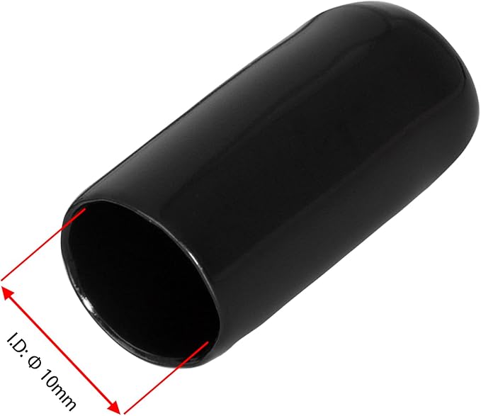 20 PCS Black Round Vinyl Rubber End Caps Kits, Flexible Screw Thread Protectors Safety Cover for Metal Tubing Rod Bolt, 10mm (2/5 inch) - Image 2