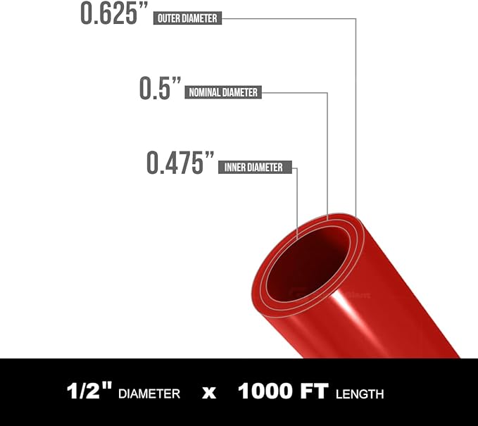 Supply Giant Oxygen Barrier PEX-B Pipe 1/2 Inch x 1000 Feet Coil, Red Tubing for Radiant and Hydronic Heating Systems, Non-Potable Water Pipe for Winter Season - Image 2