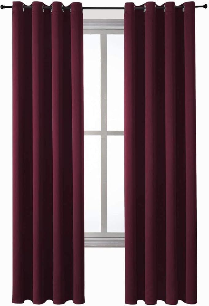 ChrisDowa Grommet Blackout Curtains for Bedroom and Living Room - 2 Panels Set Thermal Insulated Room Darkening Curtains (Burgundy Red, 52W x 84L) - Image 7