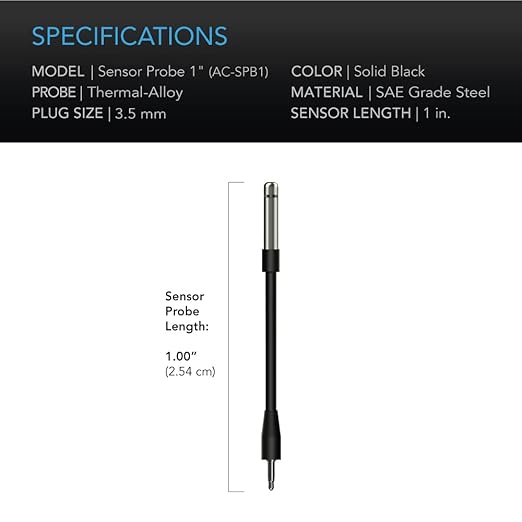 AC Infinity Controller Sensor Probe, Stainless Steel 1" Waterproof Temperature Humidity Probe, Climate Detector for CLOUDLINE Airlift AIRTITAN AIRBLAZE CLOUDWAY T-Series Controllers - Image 5