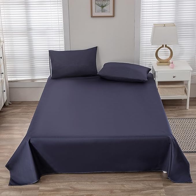 WenBags Lightweight Waterproof Flat Sheet 90 * 98 Inches King Size - Mattress Protector for Bed & Couch, Pet Hair Resistant Cover Ideal for Dogs & Cats, Perfect for Hotels & Hospitals (Navy Blue) by WenBags