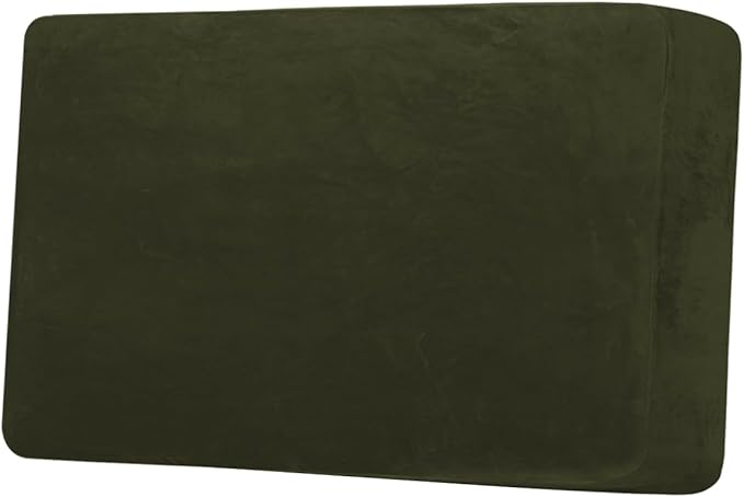 H.VERSAILTEX Velvet Stretch Individual Cushion Cover Plush Cushion Slipcover for Loveseat Sofa Furniture Protector Seat Cushion Sofa Cover (1 Piece Loveseat Cushion Cover, Olive) by HVERSAILTEX