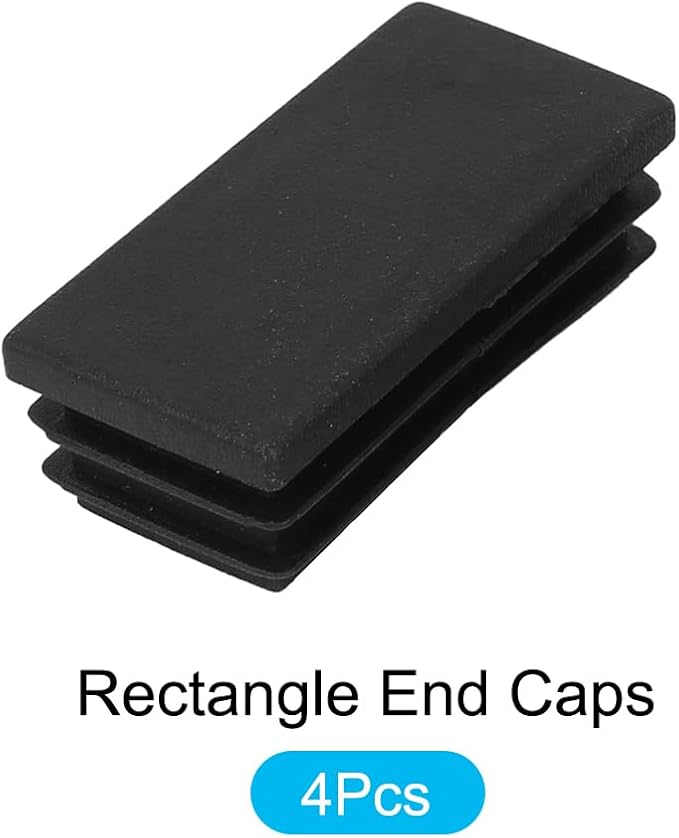 METALLIXITY Rectangle End Caps (50 x 25mm) 4Pcs, Plastic Rectangle Tube Inserts Threaded End Blanking Caps Protector - for Furniture Table Chair Legs, Black - Image 5