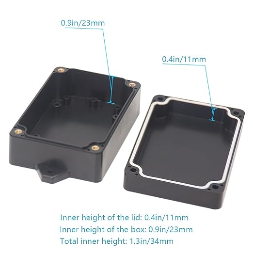 Zulkit Junction Box ABS Plastic Dustproof Waterproof IP65 Universal Electrical Boxes Project Enclosure with Fixed Ear Black 3.94 x 2.68 x 1.57 Inch (100 x 68 x 40 mm) (Pack of 2) - Image 6
