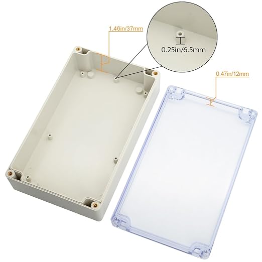 LeMotech ABS Plastic Junction Box Dustproof Waterproof IP65 Electrical Enclosure Box Universal Project Enclosure Grey with PC Transparent Clear Cover 8 x 4.7 x 2.2 inch（200 x120 x56 mm） - Image 4