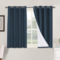 H.VERSAILTEX Linen Blackout Curtains 45 Inches Long 100% Absolutely Blackout Thermal Insulated Textured Linen Look Curtain Draperies Anti-Rust Grommet, Energy Saving with White Liner, 2 Panels, Navy by HVERSAILTEX