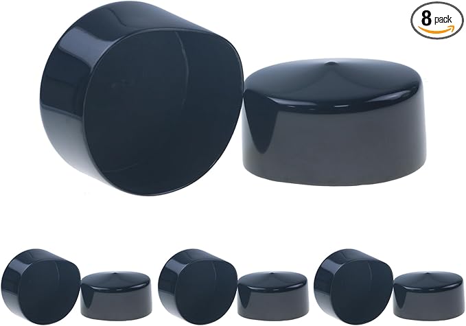 Acocony 2 3/4 Inch Rubber Cap Round 2.75 Inch Rubber End Caps PVC Flexible Protector Plastic Plugs for Round Holes Black Pack of 8 by Acocony