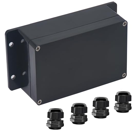 Junction Box IP65 Waterproof ABS Plastic Electrical Project Case Power Junction Boxes, Project Box with Fixed Ear Black 6.22x3.54x2.36 inch (158 x 90 x60 mm) by Otdorpatio
