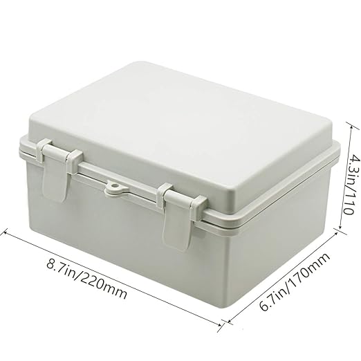 Zulkit Junction Box ABS Plastic Dustproof Waterproof IP65 Electrical Boxes Hinged Shell Outdoor Universal Project Enclosure 8.7 x 6.7 x 4.3 inch (220x170x110 mm) - Image 2