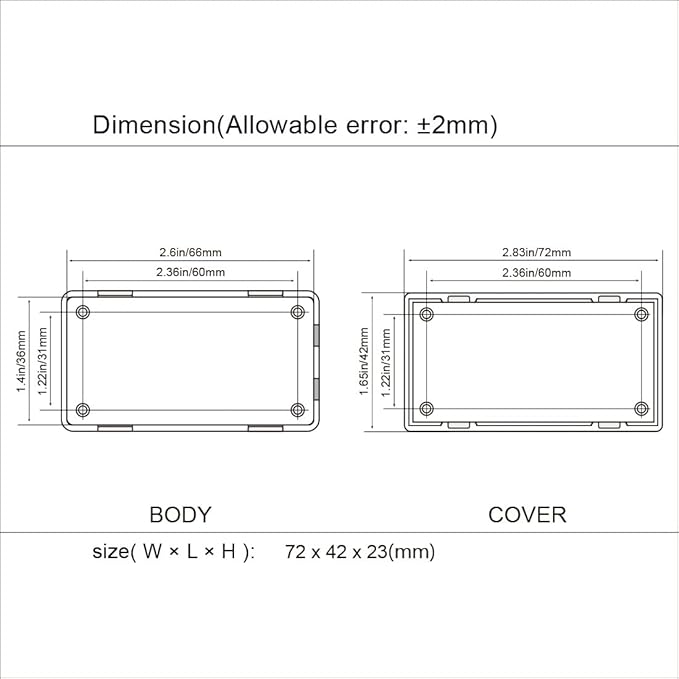 LeMotech Project Box 10 Pieces ABS Plastic Electrical Project Case Small Junction Box for Electronics Black 2.8 x 1.7 x 0.9 inch (72x 42x 23 mm) - Image 7