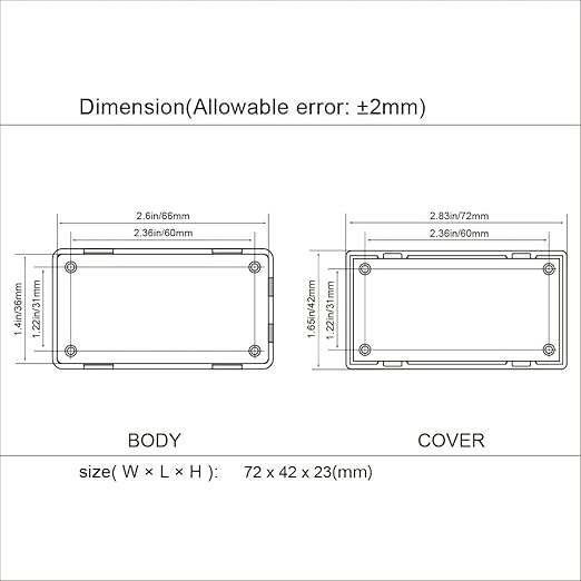 LeMotech Project Box 10 Pieces ABS Plastic Electrical Project Case Small Junction Box for Electronics White 2.83 x 1.65 x 0.91 inch (72x 42x 23 mm) - Image 7
